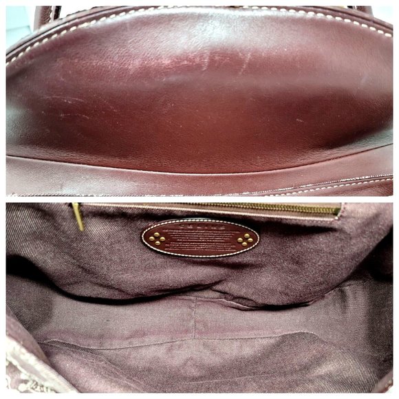 VTG Celine Triomphe Burgundy Canvas Leather Large Shoulder Tote Hand Bag Auth - Picture 10 of 12